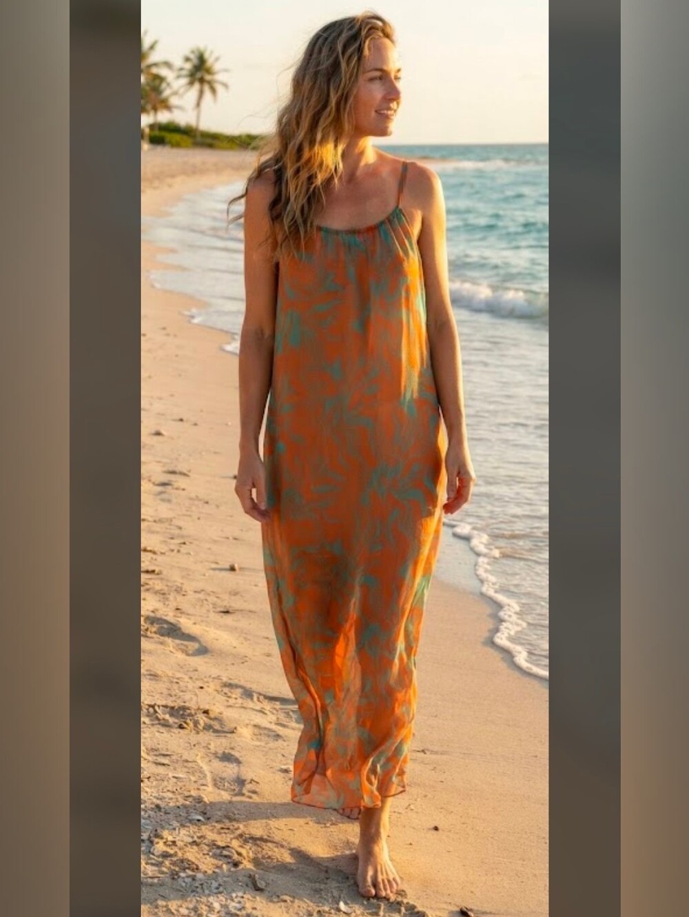 Rosemarine Silk Viscose Blend Sheer  Maxi Beach Cover-up -  Made In  Italy -  L